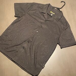 Black Label Men's Textured Black Button Down Shirt